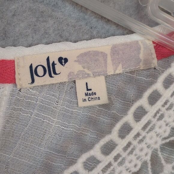 Jolt White Ivory Flowy Top Crochet Detail Women's L - Picture 3 of 4